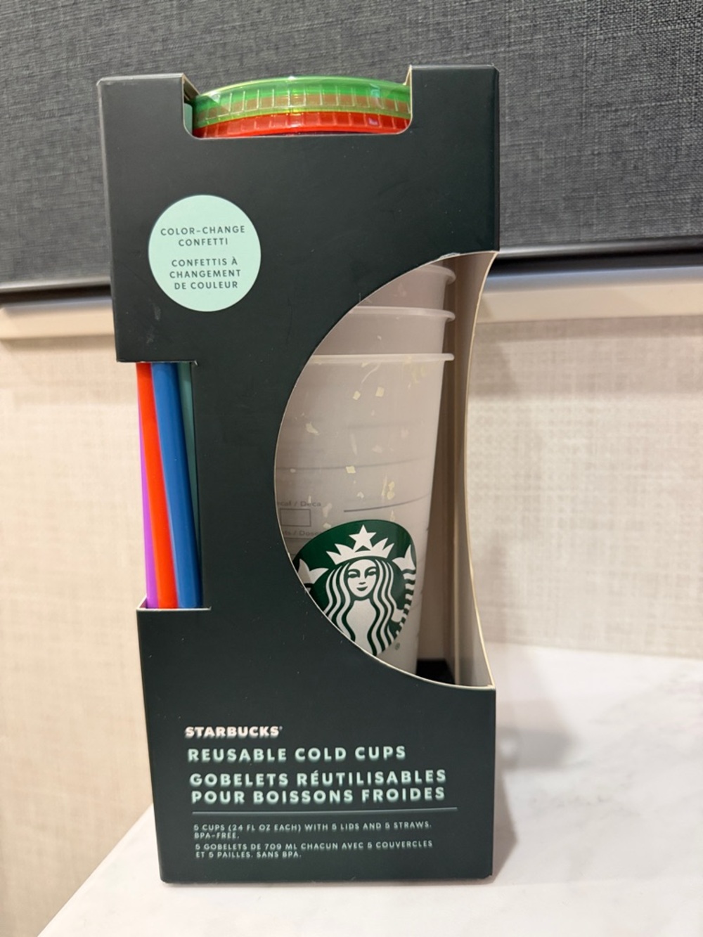 RARE Starbucks Color-Change Confetti Reusable Cups